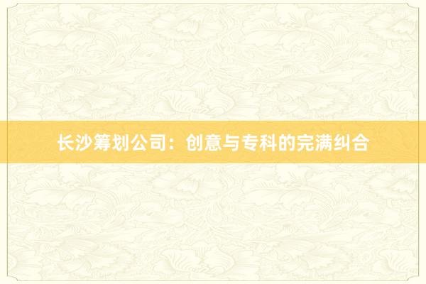 长沙筹划公司：创意与专科的完满纠合